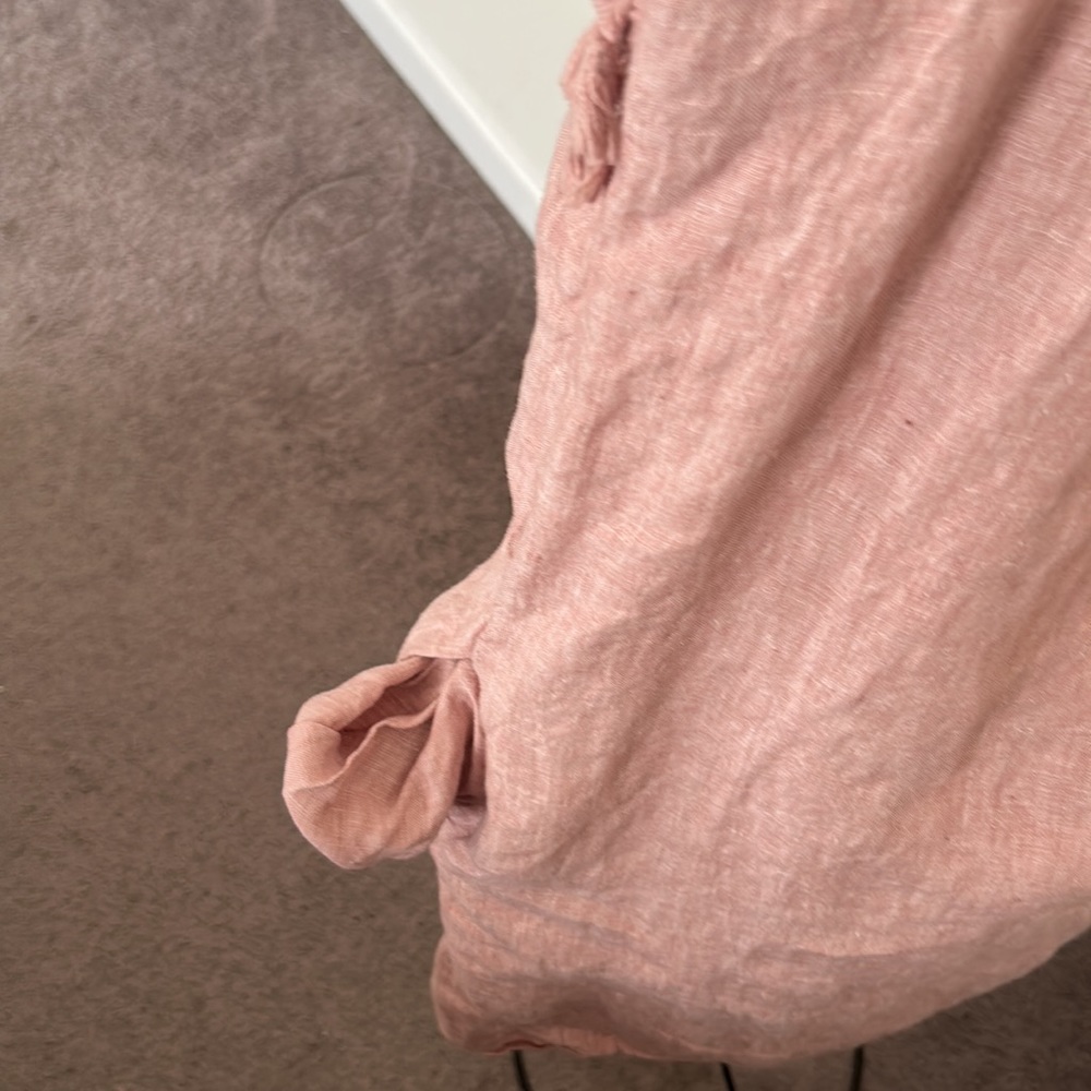 Light Mauve Pink Linen Tie-Shoulder Midi Dress - Picture 3 of 4